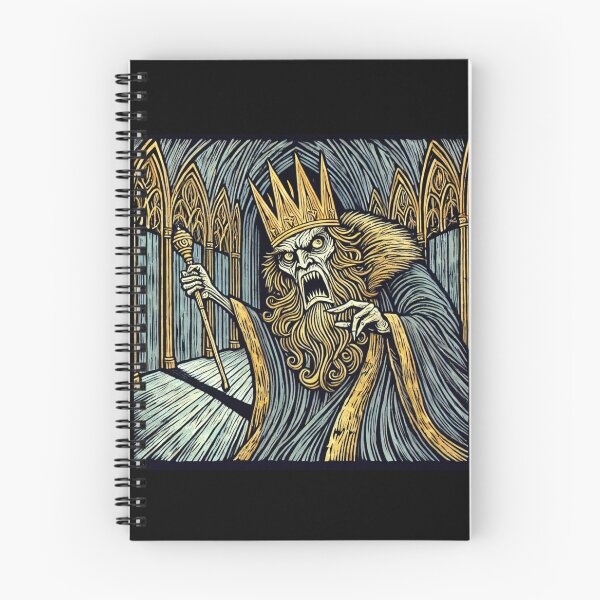 Item preview, Castlecore – Furious King in the Great Hall – Woodcut Illustration • Vintage Print Aesthetic designed and sold by JacobKAurumhead.