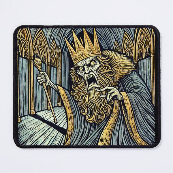 Item preview, Castlecore – Furious King in the Great Hall – Woodcut Illustration • Vintage Print Aesthetic designed and sold by JacobKAurumhead.