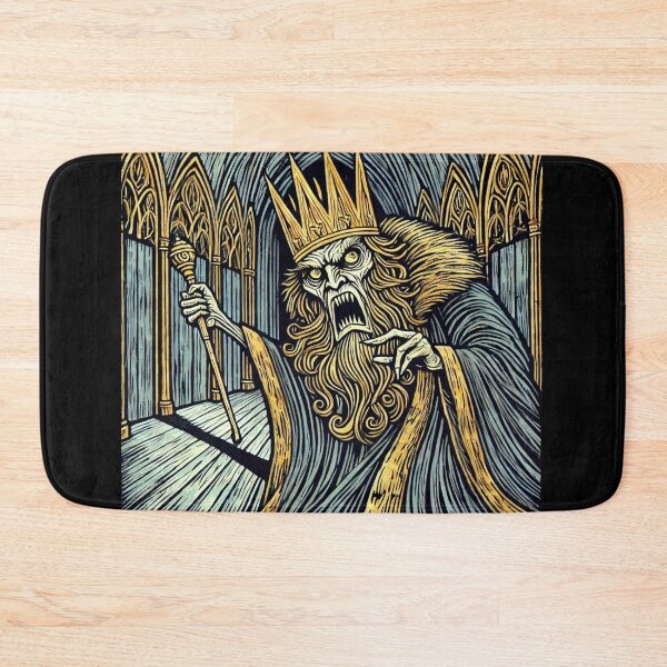 Item preview, Castlecore – Furious King in the Great Hall – Woodcut Illustration • Vintage Print Aesthetic designed and sold by JacobKAurumhead.