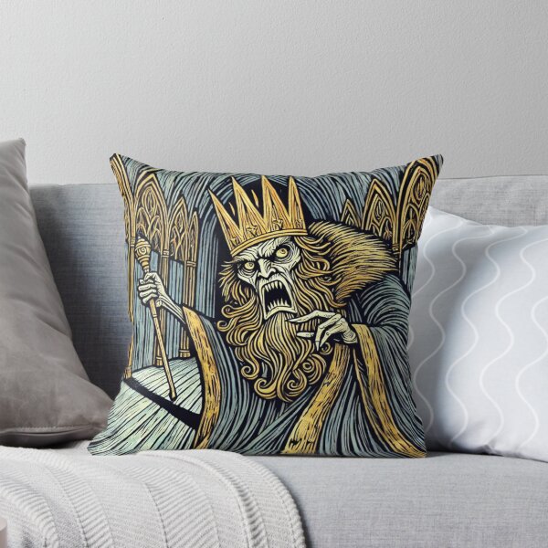 Item preview, Castlecore – Furious King in the Great Hall – Woodcut Illustration • Vintage Print Aesthetic designed and sold by JacobKAurumhead.
