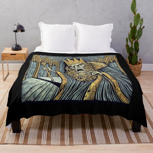 Item preview, Castlecore – Furious King in the Great Hall – Woodcut Illustration • Vintage Print Aesthetic designed and sold by JacobKAurumhead.