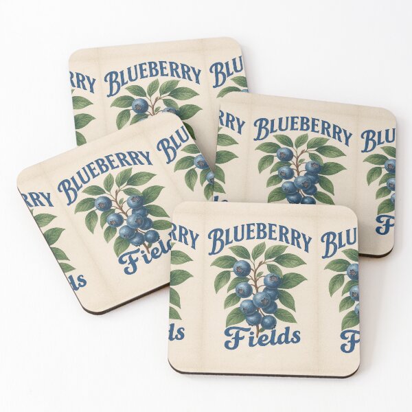 Item preview, Vintage Blueberry Fields Poster – Farm Fresh Fruit Label Inspired Retro Print designed and sold by Gold Turtle  Lina.