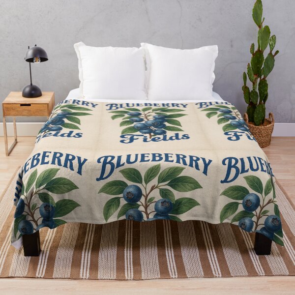Item preview, Vintage Blueberry Fields Poster – Farm Fresh Fruit Label Inspired Retro Print designed and sold by Gold Turtle Lina.