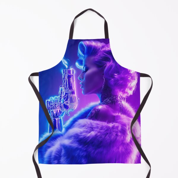 Item preview, Neon Femme Fatale – Retro Futuristic Portrait with Cyber Gun designed and sold by VisionaryVeils.