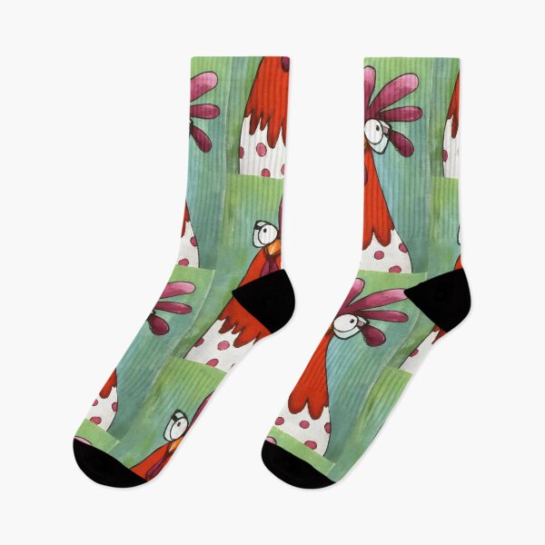 Item preview, Chicken Gasping in Oversized Glasses Showing Off Bright Red and White Feathers Against Muted Green designed and sold by OlfactoART Studio.