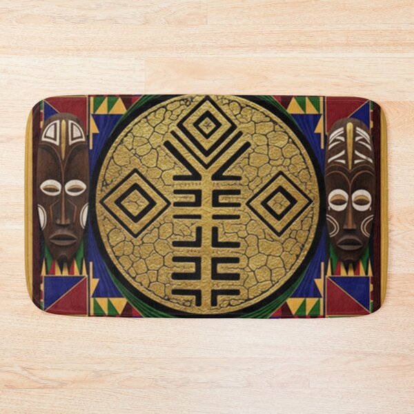 Item preview, African Tribal Mask Art | Gold Adinkra Symbol Abstract designed and sold by MugsNstuff Live Love Create!.