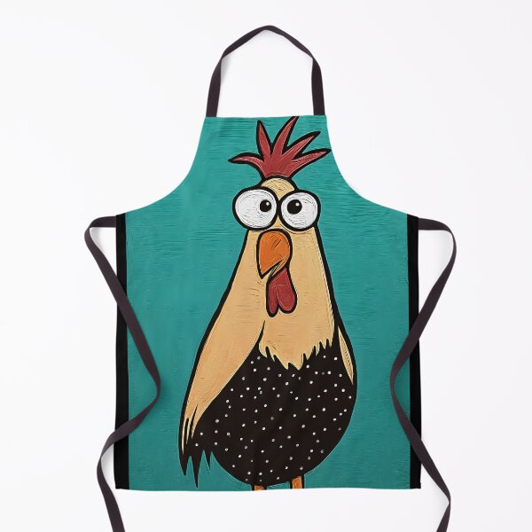 Item preview, Whimsical Rooster Strutting Boldly with Big Eyes and Polka-Dots on Vibrant Teal Stage Comic Art designed and sold by OlfactoART Studio.