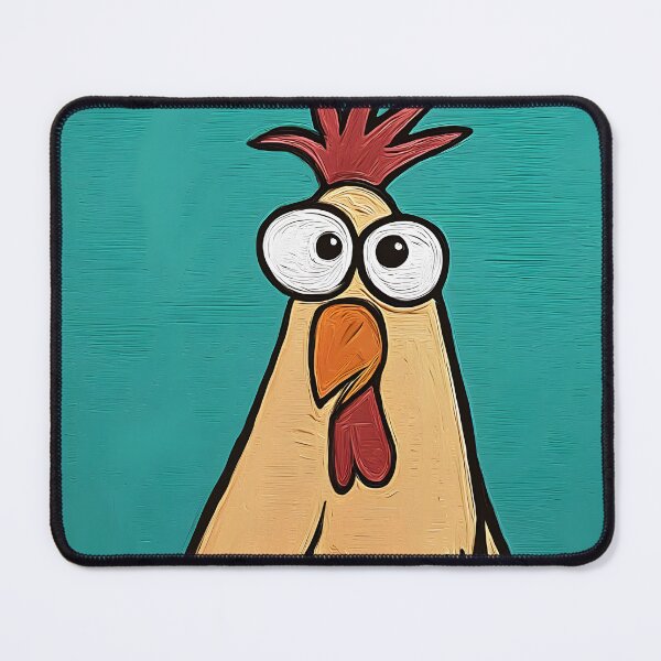 Item preview, Whimsical Rooster Strutting Boldly with Big Eyes and Polka-Dots on Vibrant Teal Stage Comic Art designed and sold by OlfactoART Studio.
