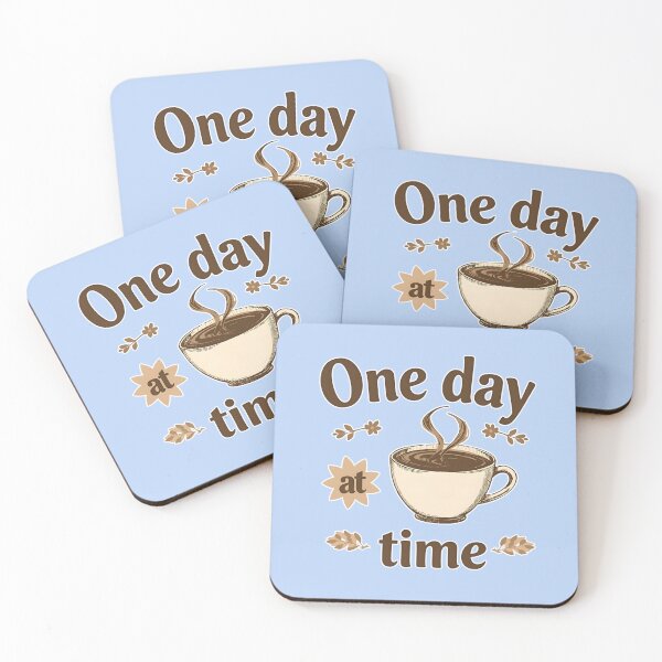Item preview, One Day at Time: Humble Coffee Mug with a Calming Message and Vintage Style for Coffee Lovers designed and sold by Karina Creative Studio.