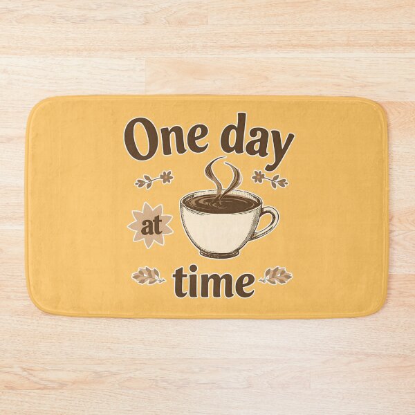 Item preview, One Day at Time: Humble Coffee Mug with a Calming Message and Vintage Style for Coffee Lovers designed and sold by Karina Creative Studio.