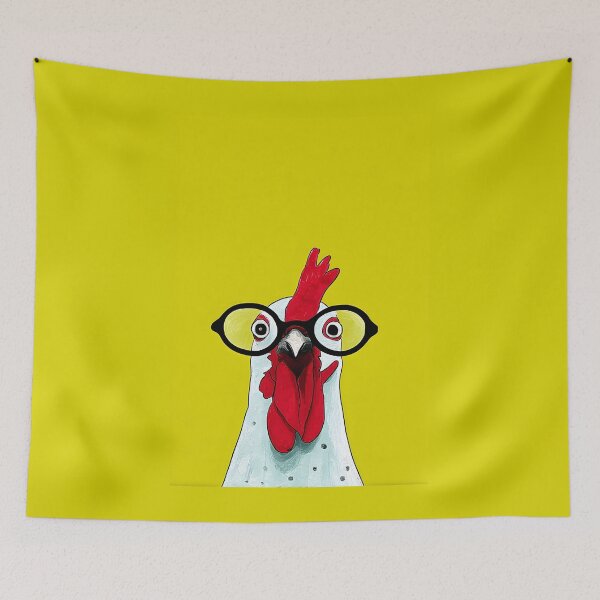 Item preview, What You Looking At?? Quirky Funny Chicken Pulling Off Oversized Glasses Like a Comedic Boss designed and sold by OlfactoART Studio.