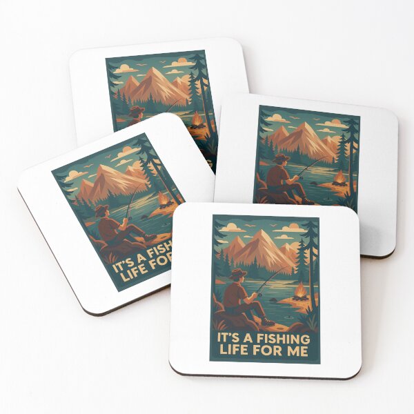 Item preview, It’s a Fishing Life for Me – Retro Lake Fishing Scene Art designed and sold by RogueSymmetry.