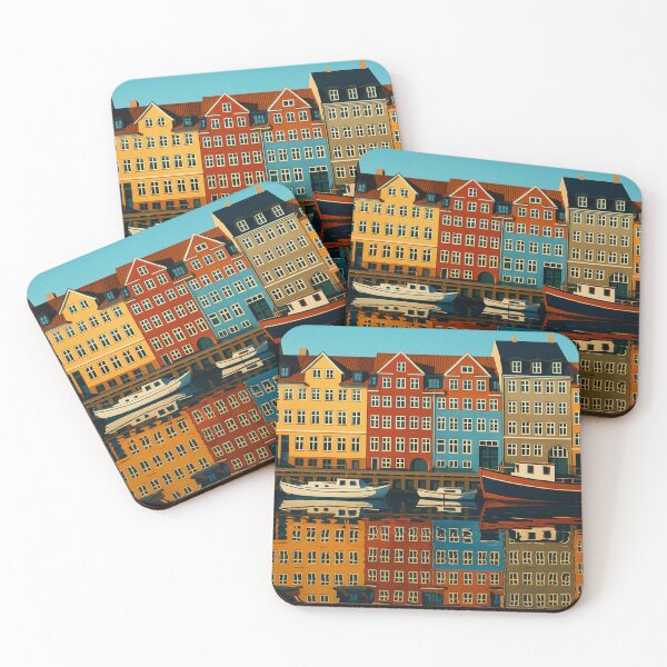 Item preview, Copenhagen Nyhavn Poster - Scandinavian Travel Sticker designed and sold by artecomm.