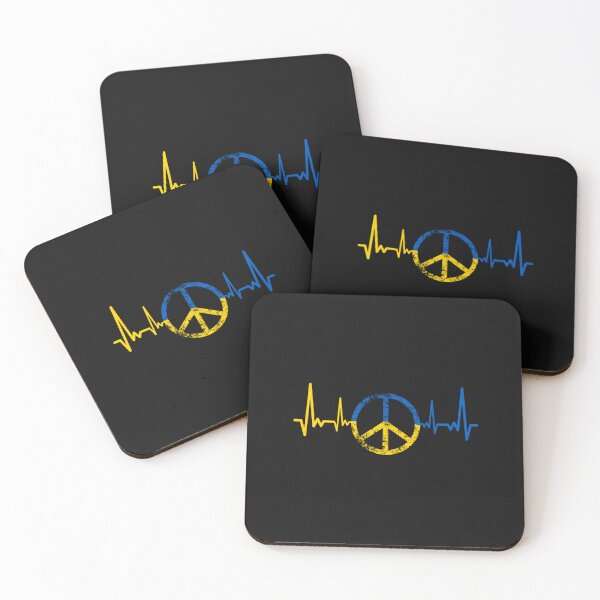 Item preview, ECG Heartbeat Ukraine Peace Design designed and sold by LivyPaigeHome.