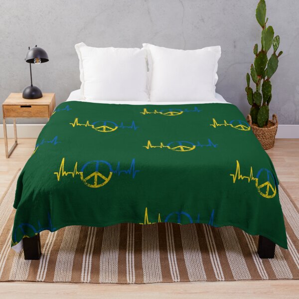 Item preview, ECG Heartbeat Ukraine Peace Design designed and sold by LivyPaigeHome.