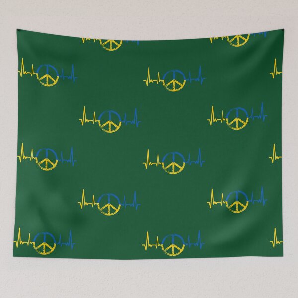 Item preview, ECG Heartbeat Ukraine Peace Design designed and sold by LivyPaigeHome.