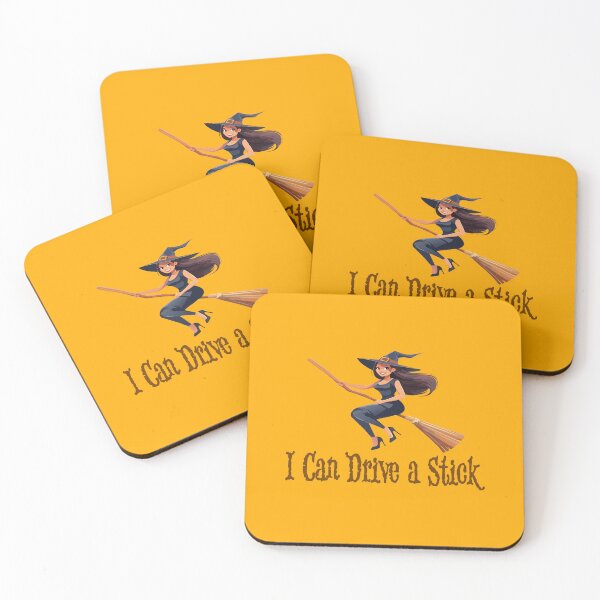 Item preview, Young Witch Riding a Broomstick – Funny “I Can Drive a Stick” Illustration designed and sold by DeeLulu.