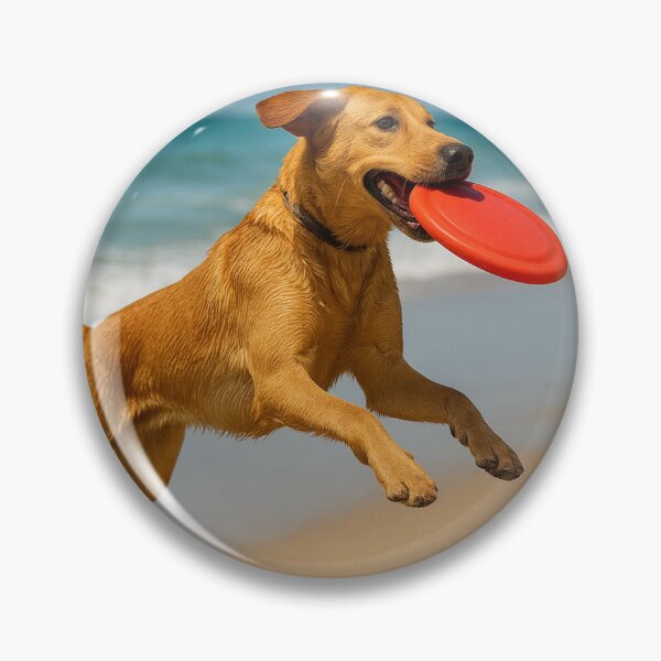 Item preview, A happy dog at the beach catching a Frisbee in his mouth. designed and sold by me-me-me74.