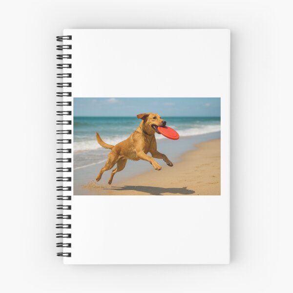Item preview, A happy dog at the beach catching a Frisbee in his mouth. designed and sold by me-me-me74.