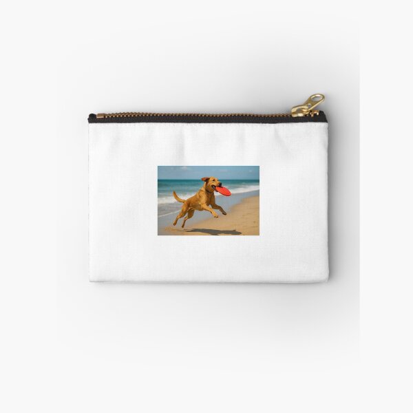 Item preview, A happy dog at the beach catching a Frisbee in his mouth. designed and sold by me-me-me74.