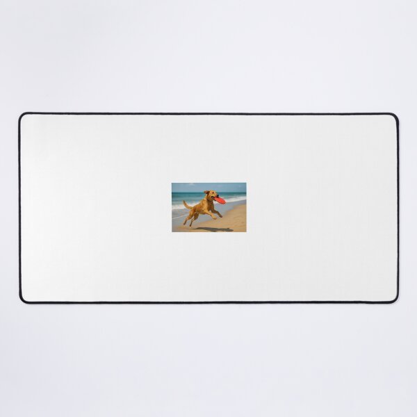 Item preview, A happy dog at the beach catching a Frisbee in his mouth. designed and sold by me-me-me74.