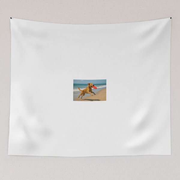 Item preview, A happy dog at the beach catching a Frisbee in his mouth. designed and sold by me-me-me74.