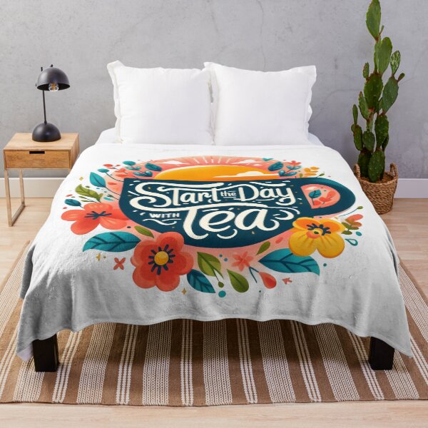 Item preview, Start the Day with Tea - Floral Sunrise Design. designed and sold by The-T-In-Retro.