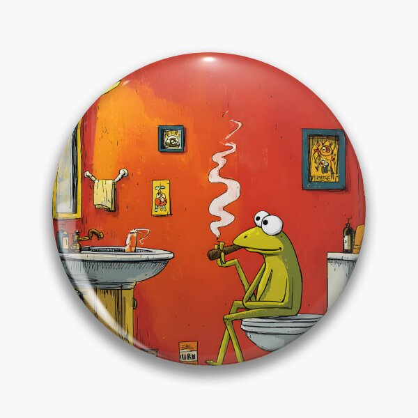 Item preview, FrogCionado Cartoon Frog Mastering the Art of Smoking and Relaxing on Toilet designed and sold by OlfactoART Studio.