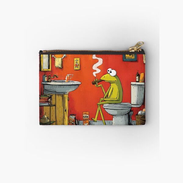 Item preview, FrogCionado Cartoon Frog Mastering the Art of Smoking and Relaxing on Toilet designed and sold by OlfactoART Studio.
