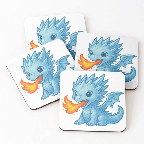 Item preview, Frostfire Baby Dragon – Kawaii Blue Flame Cutie designed and sold by TheRealJoshD.