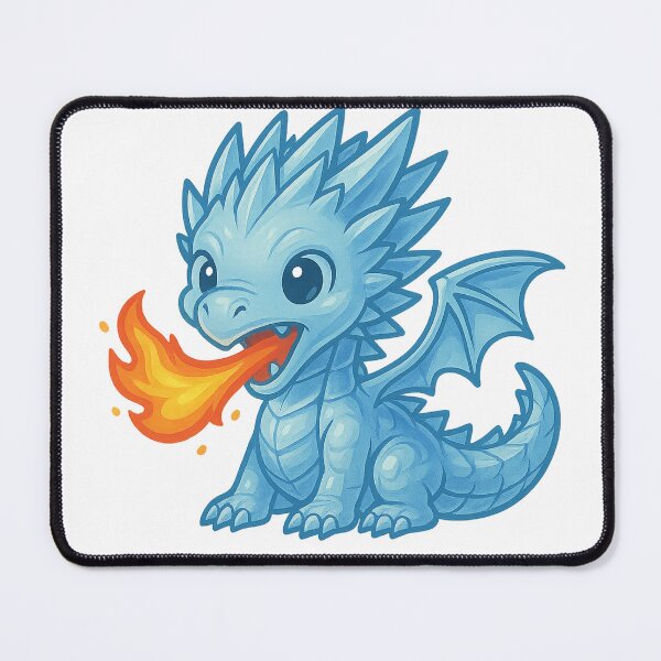 Item preview, Frostfire Baby Dragon – Kawaii Blue Flame Cutie designed and sold by TheRealJoshD.