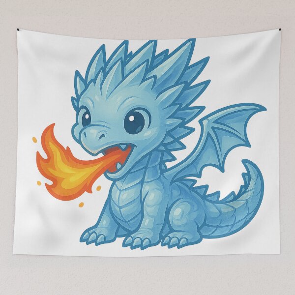 Item preview, Frostfire Baby Dragon – Kawaii Blue Flame Cutie designed and sold by TheRealJoshD.
