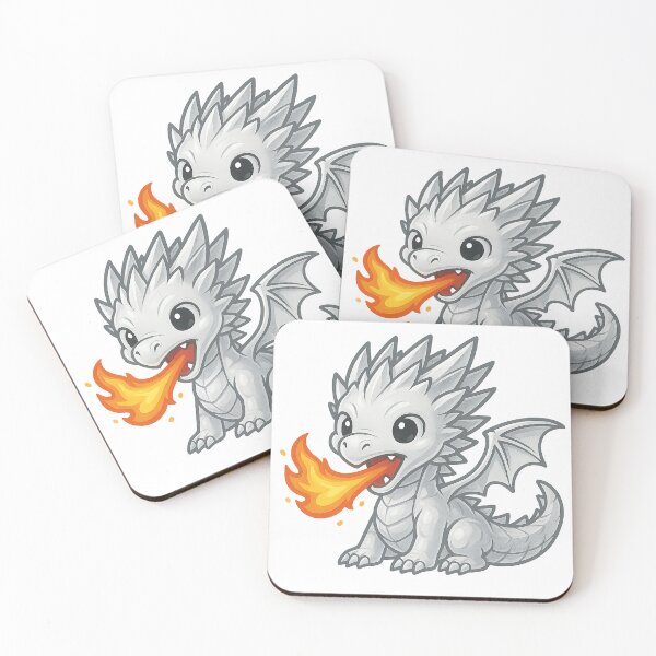 Item preview, Silver Flame Dragon – Kawaii Metallic Baby Firebreather designed and sold by TheRealJoshD.