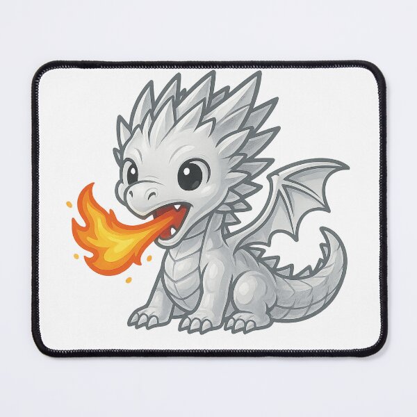 Item preview, Silver Flame Dragon – Kawaii Metallic Baby Firebreather designed and sold by TheRealJoshD.