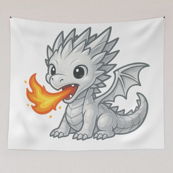 Item preview, Silver Flame Dragon – Kawaii Metallic Baby Firebreather designed and sold by TheRealJoshD.