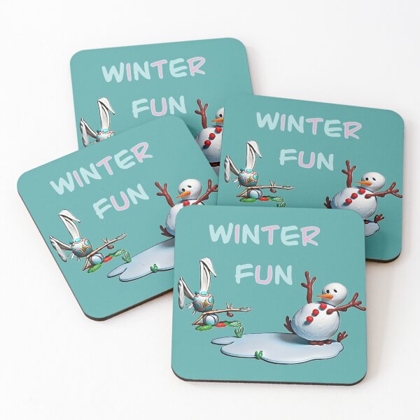 Item preview, Winter fun snowman and bunny skating designed and sold by JeNoire.