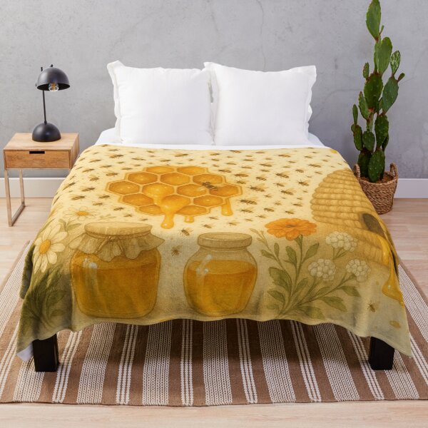 Item preview, Beekeeping with honey jars and hive illustration designed and sold by SassyArtistry.