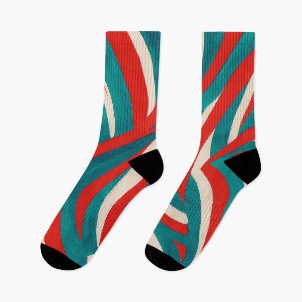 Item preview, Red and teal curved abstract pattern designed and sold by SassyArtistry.