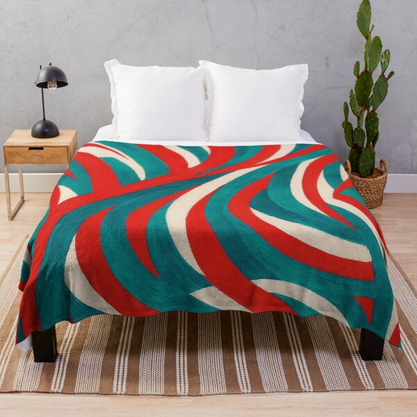 Item preview, Red and teal curved abstract pattern designed and sold by SassyArtistry.