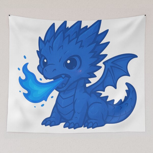 Item preview, Sapphire Flame Dragon – Kawaii Blue Fire Baby designed and sold by TheRealJoshD.