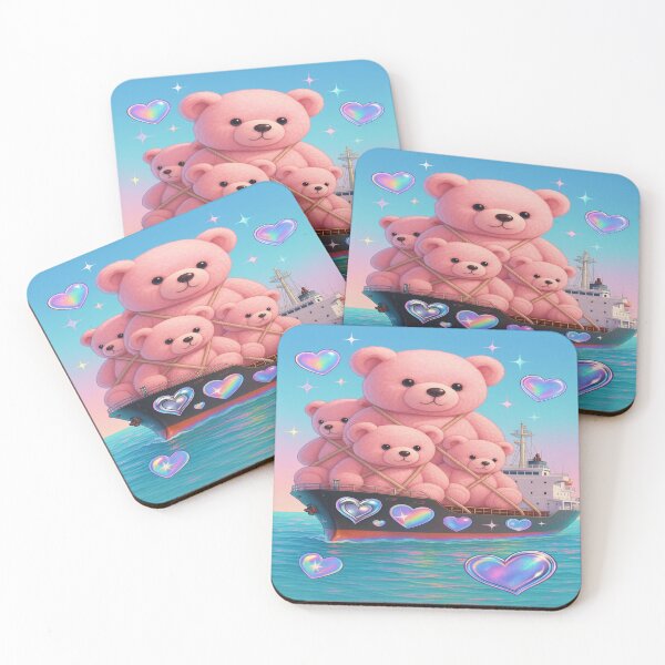 Item preview, Giant Pink Teddy Bears on a Cargo Ship – Kawaii Y2K Surreal Pop Art designed and sold by POD DYNASTY | Original Print On Demand T-Shirt Graphics.