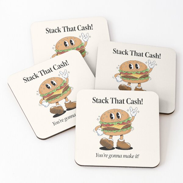 Item preview, Stack That Cash! Retro Burger Mascot Motivation Design designed and sold by HoopeStylee.