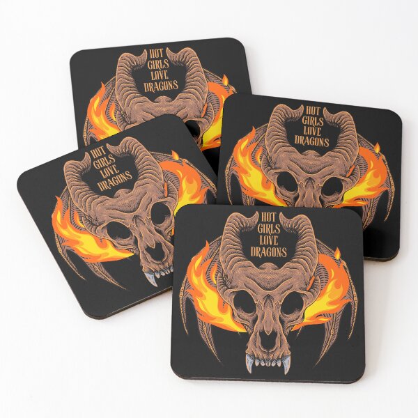 Item preview, Hot Girls Love Dragons Flaming Skull designed and sold by UNK-Fatigues.