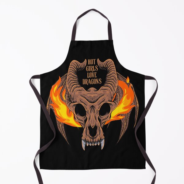 Item preview, Hot Girls Love Dragons Flaming Skull designed and sold by UNK-Fatigues.