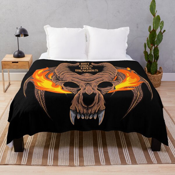 Item preview, Hot Girls Love Dragons Flaming Skull designed and sold by UNK-Fatigues.