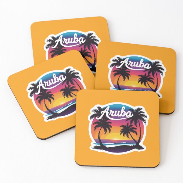 Item preview, Aruba sunset and palms designed and sold by seahorse crossing.
