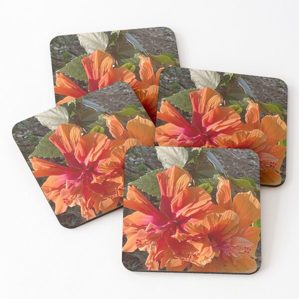 Item preview, “Orange Double Hibiscus Flower” designed and sold by TrisaThyme.