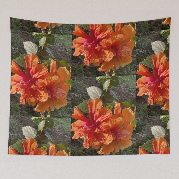 Item preview, “Orange Double Hibiscus Flower” designed and sold by TrisaThyme.