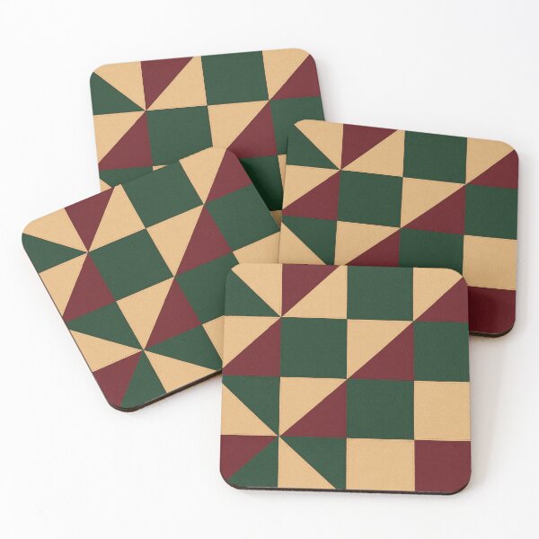 Item preview, Retro red green and beige geometric pattern designed and sold by SassyArtistry.
