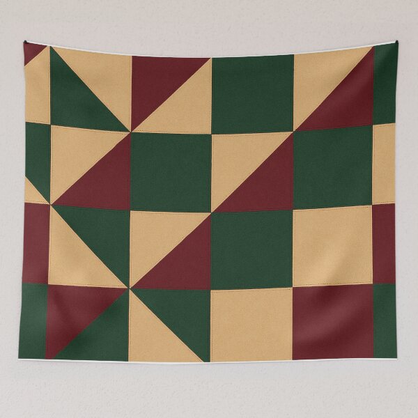 Item preview, Retro red green and beige geometric pattern designed and sold by SassyArtistry.